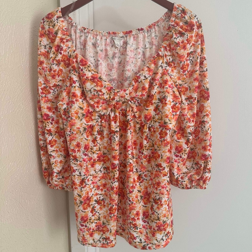 Cato Women’s Floral Scoop Neck Blouse Large *Like New*